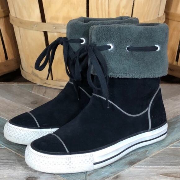 Converse Andover High Black Suede Fleece Lined Hi Sneaker Boots Womens Size 7 - Picture 3 of 10